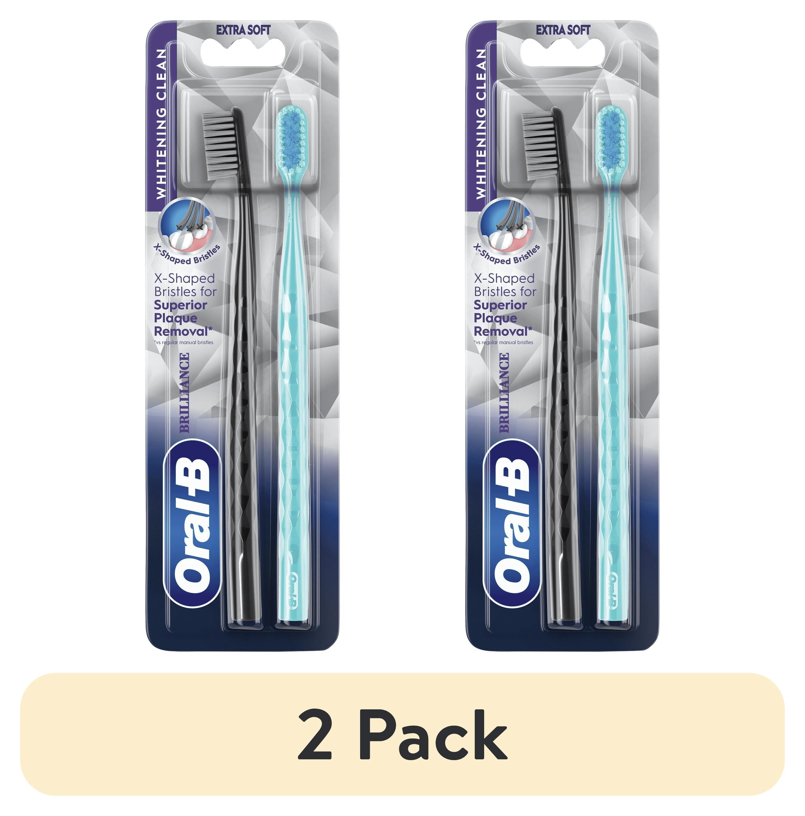 (2 pack) Toothbrush Pro Whitening Brilliance, Extra Soft, Black and Teal, 2 Count