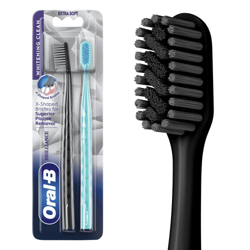 (2 pack) Toothbrush Pro Whitening Brilliance, Extra Soft, Black and Teal, 2 Count