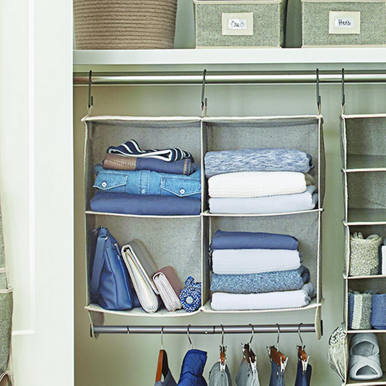 &amp; Gardens 4-Shelf Hanging Closet Organizer with Rack, Gray