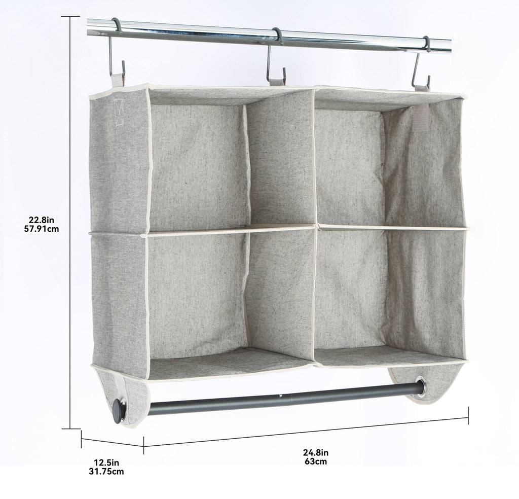 &amp; Gardens 4-Shelf Hanging Closet Organizer with Rack, Gray