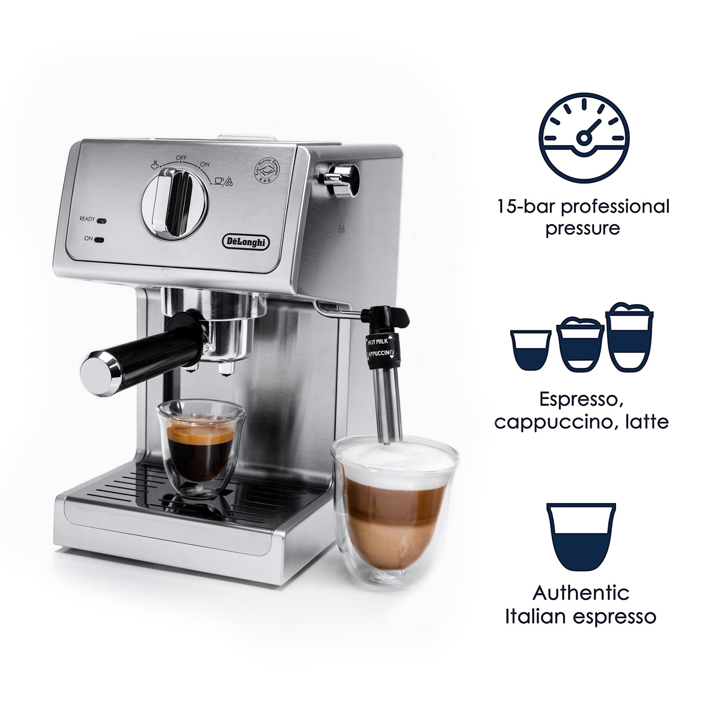 15 Bar Stainless Steel Espresso and Cappuccino Machine with Premium Adjustable Frother