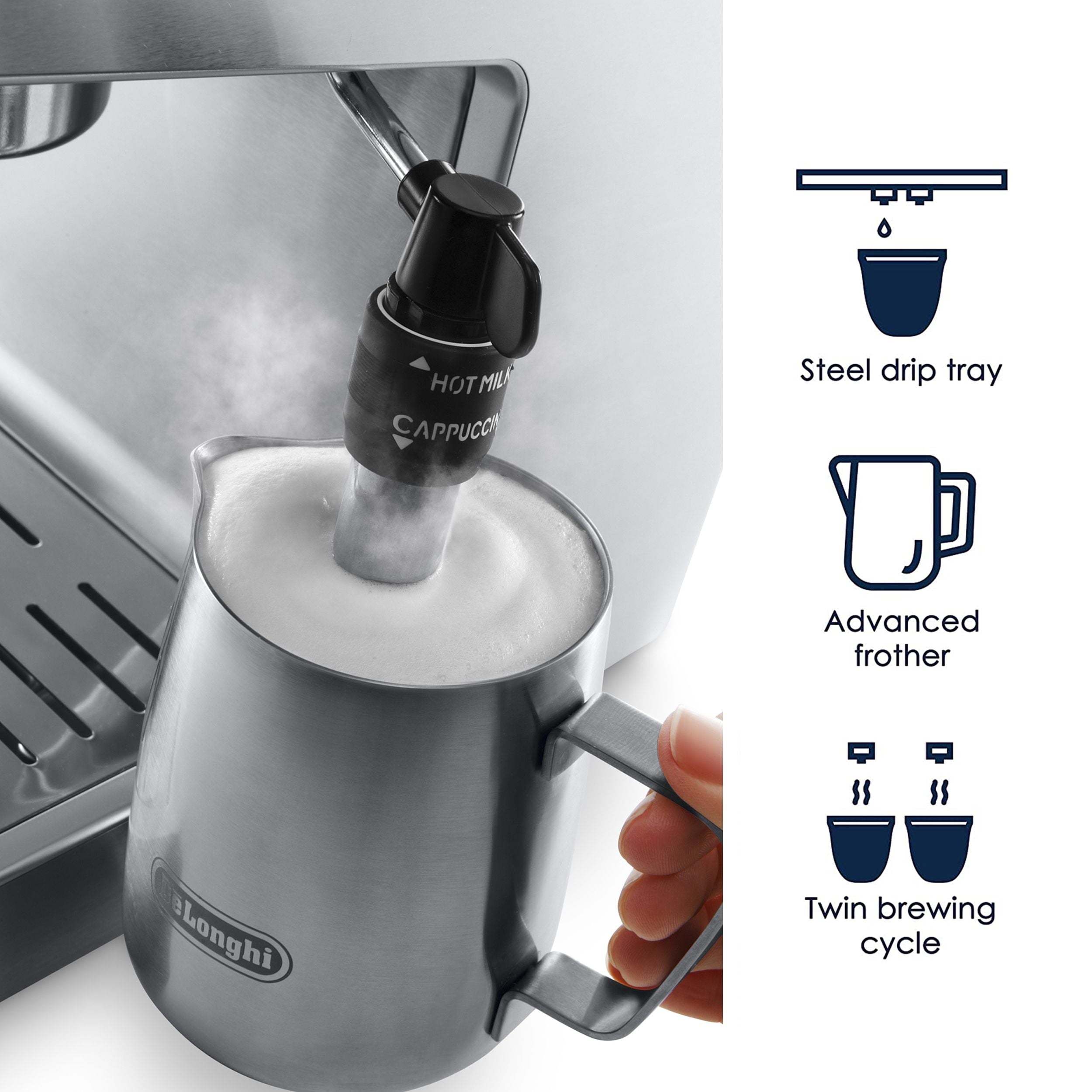 15 Bar Stainless Steel Espresso and Cappuccino Machine with Premium Adjustable Frother