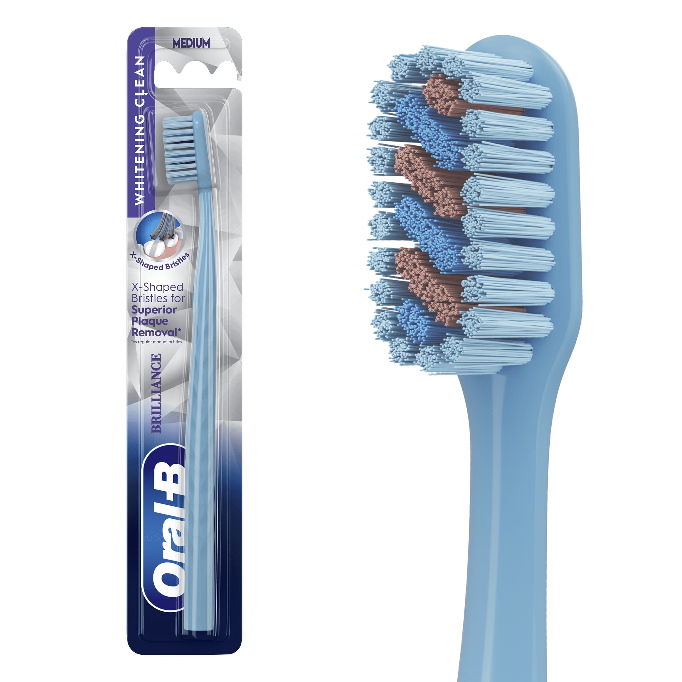 (2 pack) Toothbrush Pro Whitening Brilliance, Medium, Sky Blue, 1 Count