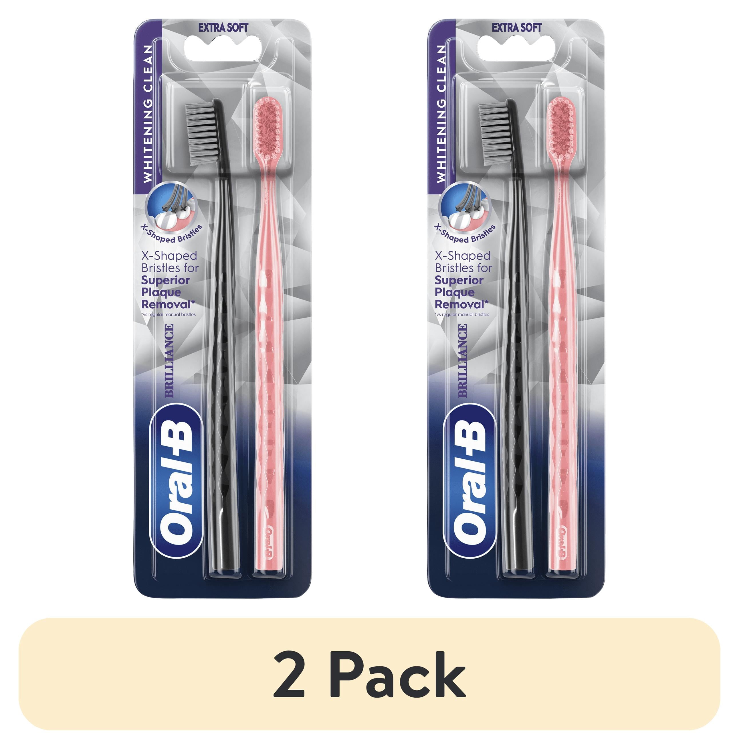 (2 pack) Toothbrush Pro Whitening Brilliance, Extra Soft, Black and Coral, 2 Count