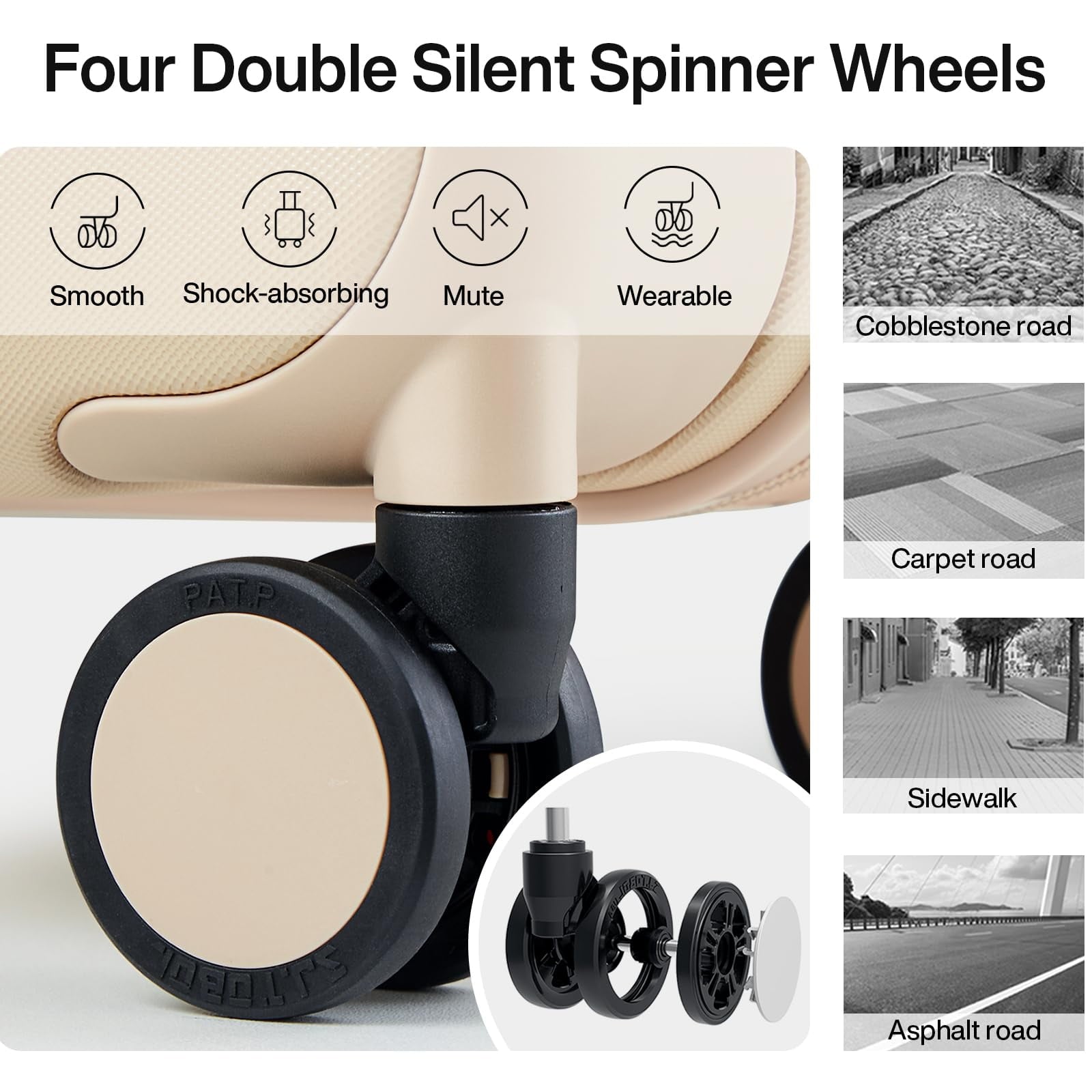 26 Inch Luggage Large Suitcase With Spinner Wheels Tsa Luggage Suitcases Traveler's Choice Hard Case Luggage For Women &amp; Men Rolling Checked Luggage(Cuba Sand)