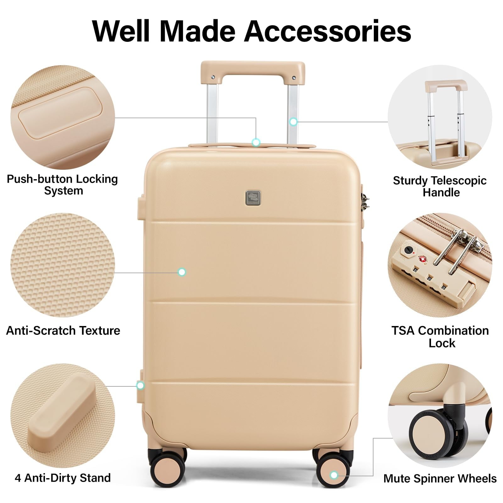 26 Inch Luggage Large Suitcase With Spinner Wheels Tsa Luggage Suitcases Traveler's Choice Hard Case Luggage For Women &amp; Men Rolling Checked Luggage(Cuba Sand)